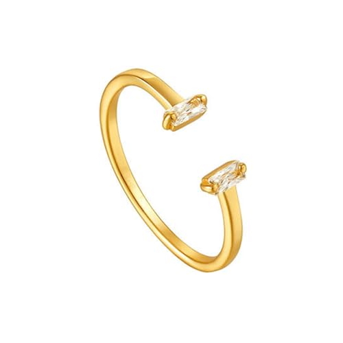 Skcess 9K Gelbgold Ringe Frauen Weiß Ring Moissanite, Verstellbarer Ring Ehering Damen Größe 57 (18.1) von Skcess