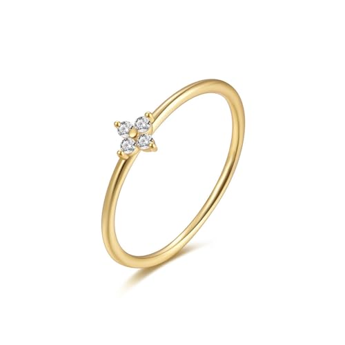 Skcess 9K Gelbgold Ringe Weiß Ring Moissanite Damen, Zart Ringe Frauen Größe 52 (16.6) von Skcess