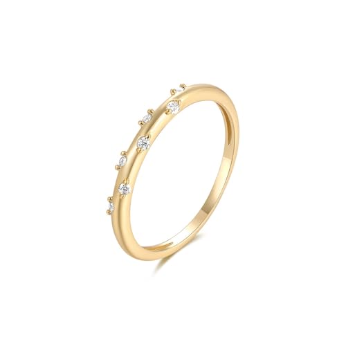 Skcess 9K Gelbgold Verlobungsringe Weiß Ring Moissanite Damen, Schlicht Hochzeitsringe Damen Größe 53 (16.9) von Skcess