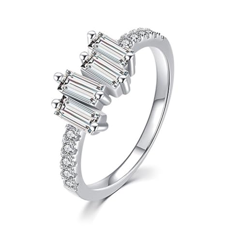 Skcess 9K Weißgold Damen Ringe Weiß Moissanite Ring Ehering, Eleganter Unregelmäßiger Ring Verlobungsring Damen Größe 54 (17.2) von Skcess