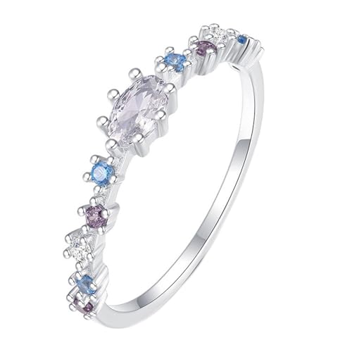 Skcess 9K Weißgold Damenring Weiß Moissanite Ring, Zierlich Verlobungsringe Größe 61 (19.4) von Skcess