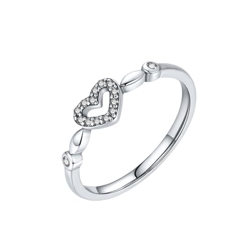 Skcess 9K Weißgold Damenring Weiß Moissanite Ring Ehering, Herzförmig Rings Größe 49 (15.6) von Skcess