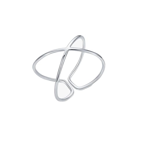 Skcess 9K Weißgold Eheringe, Kreuz Eternity Ring Damen Größe 47 (15.0) von Skcess