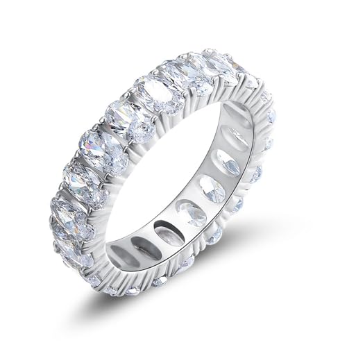 Skcess 9K Weißgold Eheringe Weiß Ring Moissanite, Ewigkeit Ring Damen Größe 57 (18.1) von Skcess
