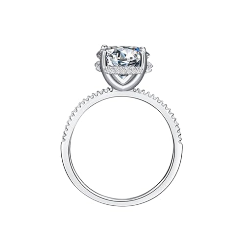 Skcess 9K Weißgold Fingerring Damen Weiß Ring Moissanite 9mm, Rund Ehering Größe 56 (17.8) von Skcess
