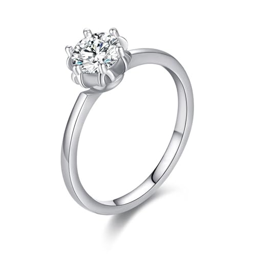 Skcess 9K Weißgold Hochzeitsringe Weiß Moissanite Ring Ehering 6x6mm, Solitär Fingerring Damen Größe 49 (15.6) von Skcess