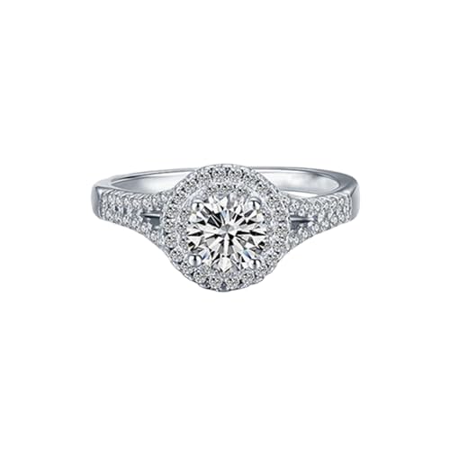 Skcess 9K Weißgold Partner Ringe Weiß Moissanite Ring Ehering 6mm, Rund Damen Ringe Größe 49 (15.6) von Skcess