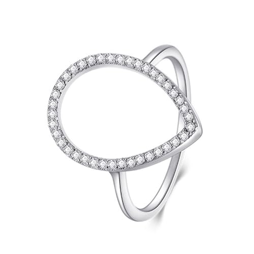 Skcess 9K Weißgold Partnerringe Weiß Moissanite Ring Ehering, Elegante Tropfenform Ringe Frauen Größe 57 (18.1) von Skcess