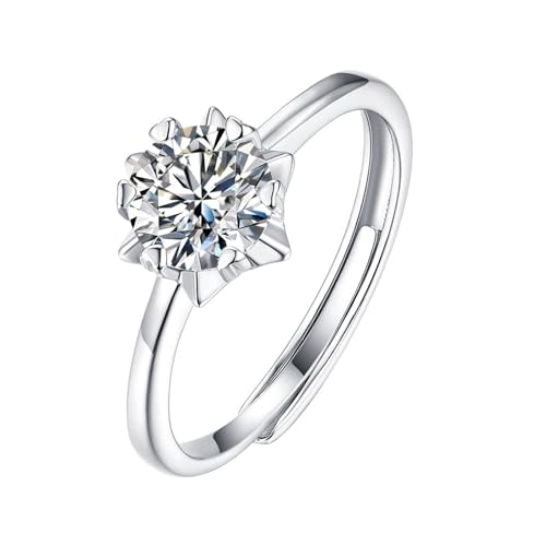Skcess 9K Weißgold Partnerringe Weiß Moissanite Ring Ehering 6.5mm, Blumenring, Verstellbar Partner Ringe Damen Größe 57 (18.1) von Skcess