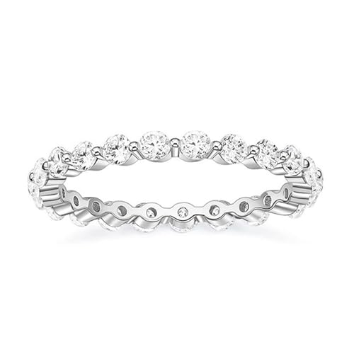 Skcess 9K Weißgold Partnerringe Weiß Ring Moissanite Damen 2X2mm, Ewigkeit Partnerringe Damen Größe 52 (16.6) von Skcess