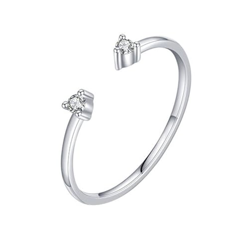 Skcess 9K Weißgold Partnerringe Weiß Ring Moissanite Damen 2X2mm, Verstellbarer Ring Verlobungsring Damen Größe 56 (17.8) von Skcess