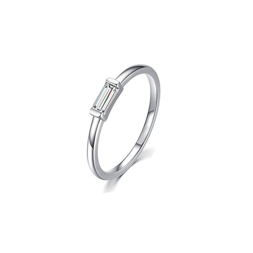 Skcess 9K Weißgold Promise Ring Weiß Ring Moissanite Damen, Rechteck Rings Damen Größe 54 (17.2) von Skcess