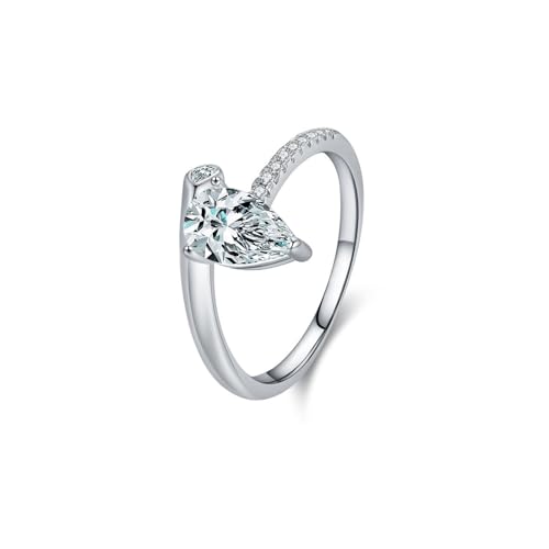Skcess 9K Weißgold Ring Women Weiß Moissanite Ring Ehering 5x8mm, Wassertropfen Verlobungsringe Damen Größe 58 (18.5) von Skcess