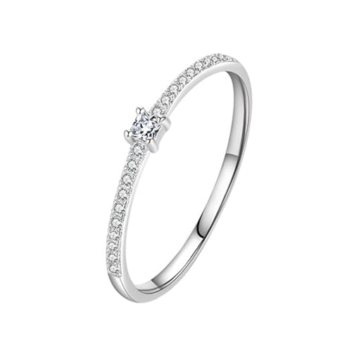 Skcess 9K Weißgold Ringe Damen Weiß Ring Moissanite Damen 2X2mm, Rund mit Weißem Rundem Moissanit Trauringe Größe 47 (15.0) von Skcess