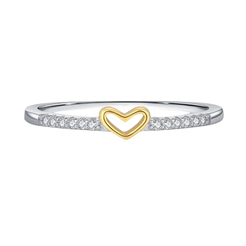 Skcess 9K Weißgold Ringe Frauen Weiß Moissanite Ringe, Herz Hochzeitsringe Damen Größe 53 (16.9) von Skcess