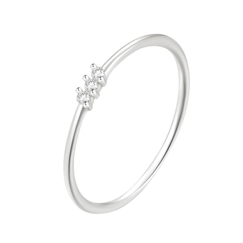 Skcess 9K Weißgold Ringe Weiß Moissanite Ring, Rund mit Weißem Rundem Moissanit Ringe Damen Größe 54 (17.2) von Skcess