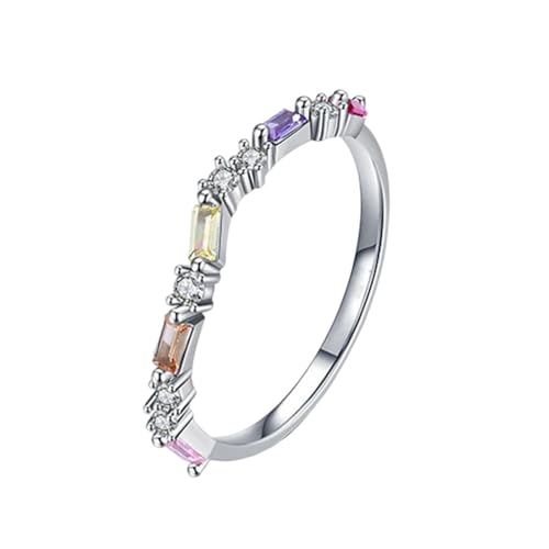 Skcess 9K Weißgold Ringe Zirkonia 1.45mm, Rechteck Ehering Damen Größe 47 (15.0) von Skcess