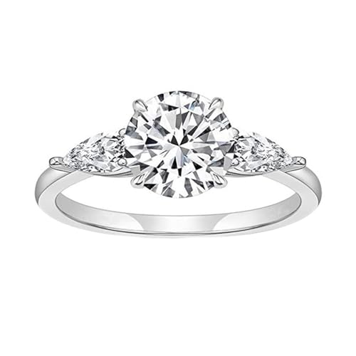 Skcess 9K Weißgold Rings Weiß Moissanite Ring Damen 8X8mm, Elegant Trauringe Damen Größe 58 (18.5) von Skcess