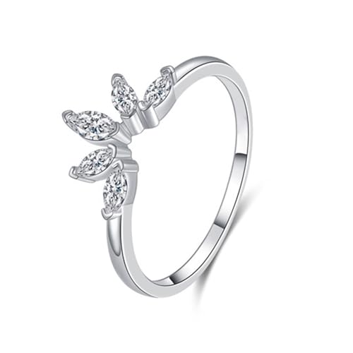 Skcess 9K Weißgold Trauringe Weiß Moissanite Ring Ehering, Krone Ringe Damen Größe 45 (14.3) von Skcess