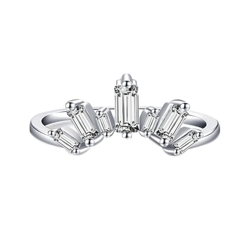 Skcess 9K Weißgold Verlobungsringe Weiß Moissanite Ringe, Krone Damen Ring Größe 52 (16.6) von Skcess