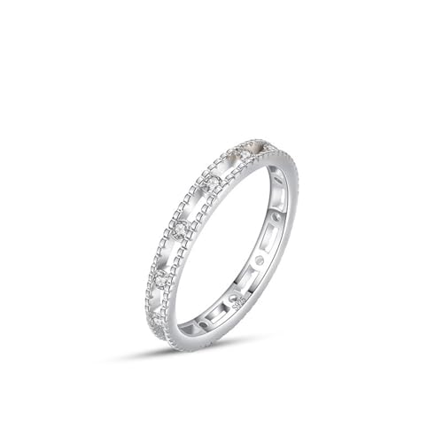 Skcess Damen Ring 925 Sterlingsilber, Ring Damen Weiß Zirkonia Ring Hohldesign mit Zirkon Größe 54 (17.2) von Skcess