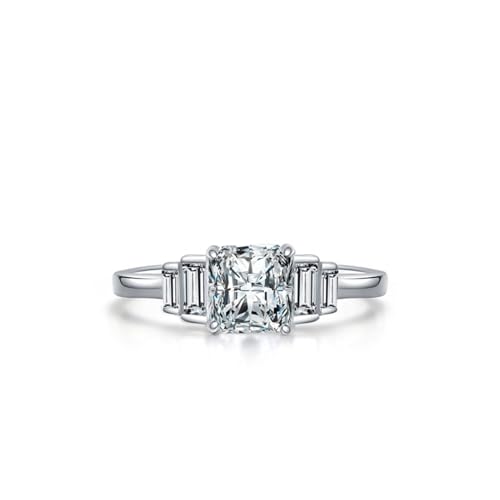 Skcess Damen Ringe 925 Sterlingsilber, Fidget Ring Damen Weiß Zirkonia Ring Kreuzlinien Größe 52 (16.6) von Skcess