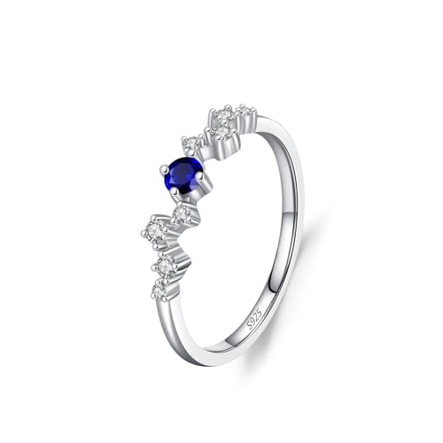 Skcess Damen Ringe 925 Sterlingsilber, Ring Damen Weiß Blau Zirkonia Ring Unregelmäßig Angeordnete Zirkonia Größe 52 (16.6) von Skcess