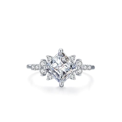 Skcess Damen Ringe 925 Sterlingsilber, Ring Frauen Weiß Zirkonia Ring Diamantförmiges Cluster-Set Größe 60 (19.1) von Skcess