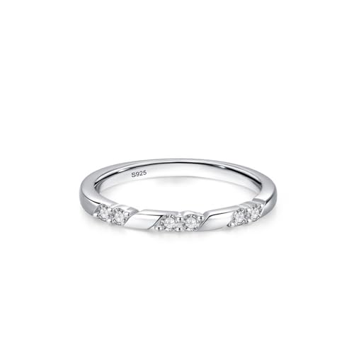 Skcess Damen Ringe 925 Sterlingsilber, Ring Mädchen Weiß Zirkonia Ring Geometrisch Größe 49 (15.6) von Skcess