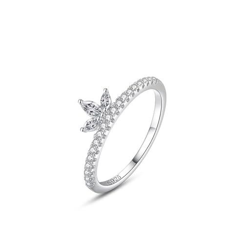 Skcess Damen Ringe 925 Sterlingsilber, Ring Women Weiß Zirkonia Ring Großer Runder Zirkon Größe 49 (15.6) von Skcess