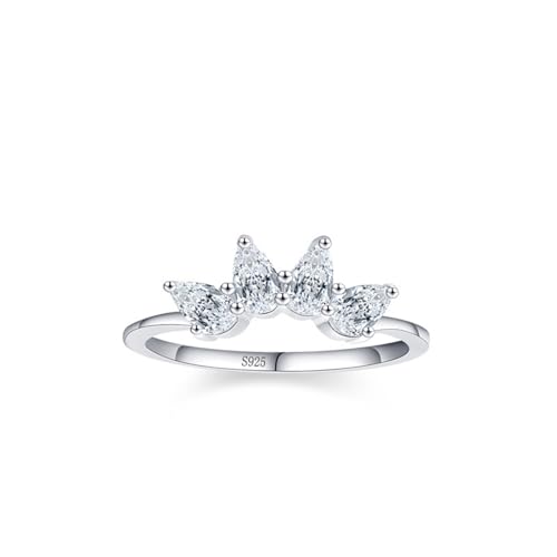 Skcess Damen Ringe 925 Sterlingsilber, Ringe Frauen Weiß Zirkonia Ring Krone mit Zirkon Größe 54 (17.2) von Skcess