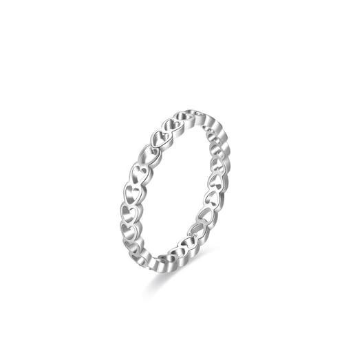 Skcess Damenring 925 Sterlingsilber, Damen Ringe Weiß Zirkonia Ring Hohlherz Größe 49 (15.6) von Skcess