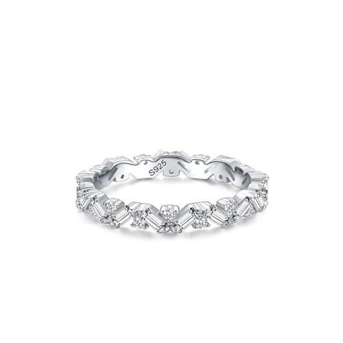 Skcess Damenring 925 Sterlingsilber, Damenring Weiß Zirkonia Ring Quadratische Zirkonia-Verbindung Größe 52 (16.6) von Skcess