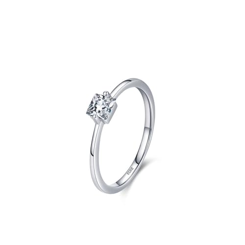 Skcess Damenring 925 Sterlingsilber, Ringe Damen Weiß Zirkonia Ring Quadratischer Solitär Größe 60 (19.1) von Skcess