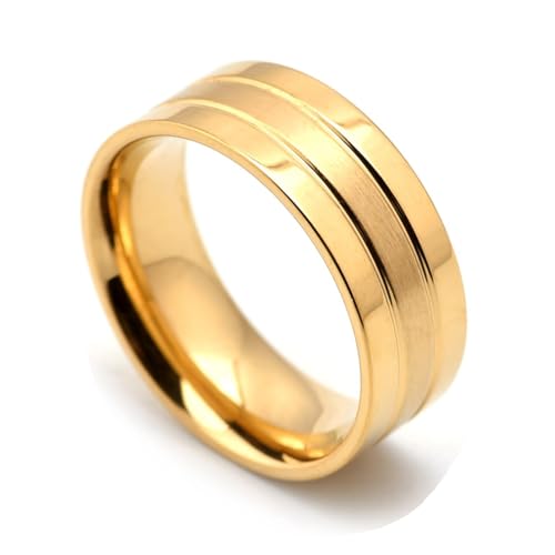 Skcess Edelstahl Männer Ringe, Ringe Männer Gold Rille Ringe für Herren Männer Größe 65 (20.7) von Skcess