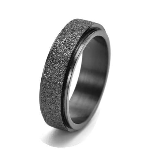 Skcess Edelstahl Ring Männer, Herren Ring Schwarz Mattiert, Drehbar, 6 Mm Ringe für Herren Männer Größe 67 (21.3) von Skcess