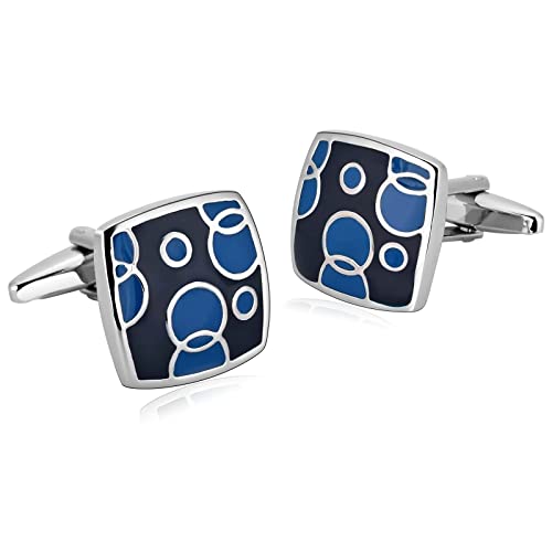 Skcess Edle Manschettenknöpfe Blau, Manschettenknöpfe Herren Quadrat Hemd-Manschettenknöpfe Rostfreier Stahl Geschenke für Herren Und Damen von Skcess