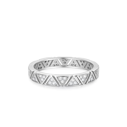 Skcess Fidget Ring Damen 925 Sterlingsilber, Damen Ring Weiß Zirkonia Ring Doppelte Reihe Rechteckiger Zirkone Größe 54 (17.2) von Skcess