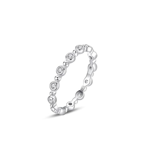 Skcess Fidget Ring Damen 925 Sterlingsilber, Fingerring Damen Weiß Zirkonia Ring Rund mit Zirkonia Größe 54 (17.2) von Skcess