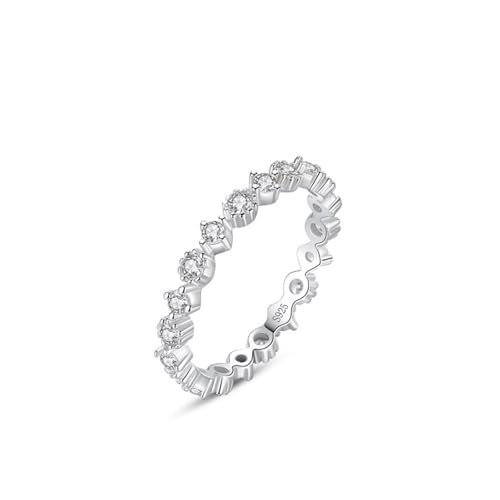 Skcess Fidget Ring Damen 925 Sterlingsilber, Ringe Frauen Weiß Zirkonia Ring Vollständige Kanalfassung Größe 52 (16.6) von Skcess