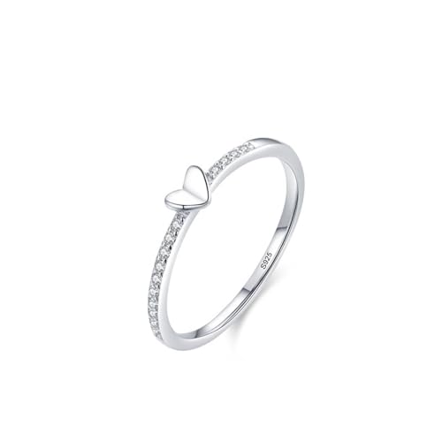 Skcess Fingerring Damen 925 Sterlingsilber, Damenring Weiß Zirkonia Ring Gewelltes Band Größe 54 (17.2) von Skcess
