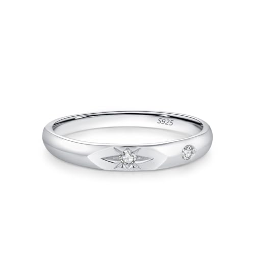 Skcess Fingerring Damen 925 Sterlingsilber, Damenring Weiß Zirkonia Ring Sechszackiger Stern mit Zirkon Größe 57 (18.1) von Skcess