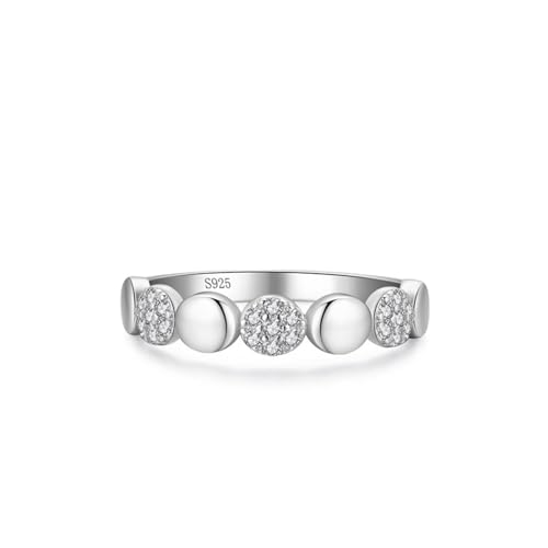 Skcess Fingerring Damen 925 Sterlingsilber, Fidget Ring Damen Weiß Zirkonia Ring Kleine Margerite Größe 54 (17.2) von Skcess