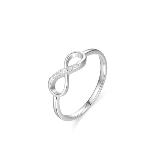 Skcess Fingerring Damen 925 Sterlingsilber, Ring Damen Weiß Zirkonia Ring Endlose Form Größe 54 (17.2) von Skcess