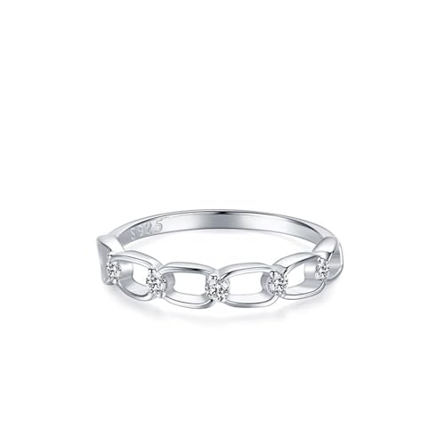Skcess Fingerring Damen 925 Sterlingsilber, Ring Frauen Weiß Zirkonia Ring Hohl Ineinandergreifend Größe 52 (16.6) von Skcess
