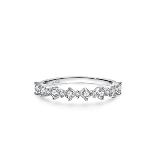 Skcess Fingerring Damen 925 Sterlingsilber, Ring Women Weiß Zirkonia Ring Wellenförmiger Zirkonring Größe 52 (16.6) von Skcess