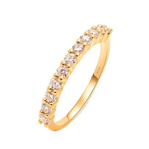 Skcess Goldring Damen 585 Echtgold 14K Eternity Ring Weiß Erstellter Diamant Runden, Engagement Ring Stapelbarer Ring Ringe Frauen Größe 67 (21.3) von Skcess