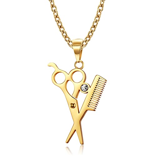 Skcess Halskette für Freundin, Zarte Halskette Damen Kette Vergoldet Damen Schere Kamm Edelstahl Kette Frauen Halskette mit Anhänger Länge 60+5cm Skcess Halskette für Freundin, Zarte Halskette Damen Kette Vergoldet Damen Schere Kamm Edelstahl Kette Frauen Halskette mit Anhänger Länge 60+5cm von Skcess