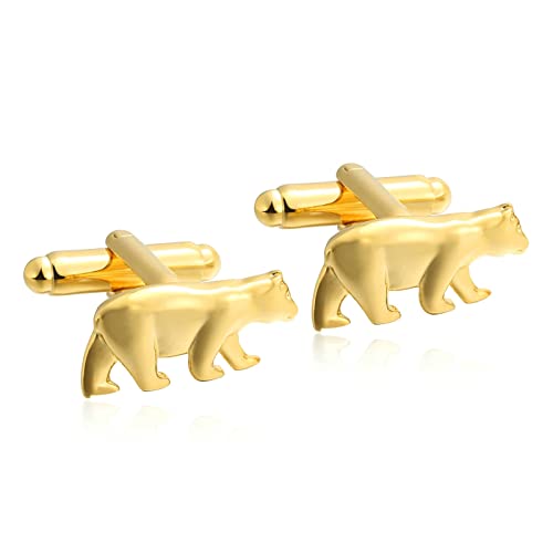 Skcess Hemd Manschettenknöpfe Herren Gold, Manschettenknöpfe Herren Bär Im Tierstil Manschettenknöpfe Rostfreier Stahl Geschenke für Herren Und Damen von Skcess