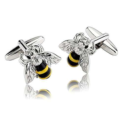 Skcess Hemd Manschettenknöpfe Herren Silber, Manschettenknöpfe Herren Biene Hemd-Manschettenknöpfe Rostfreier Stahl Geschenke für Herren Und Damen von Skcess
